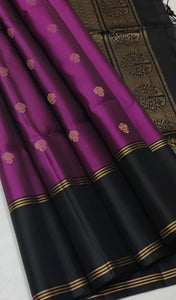 Classic Vadamalli & Black Double Warp Elegance Handloom Soft Silk Saree SS26405