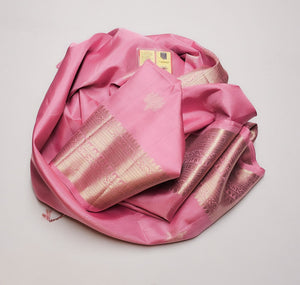 Classic Baby Pink Double Warp Elegance Handloom Soft Silk Saree SS26431