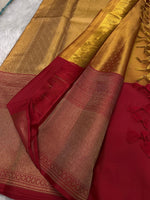 Load image into Gallery viewer, Jyothika inspired Gold &amp; Red 2gm Zari Bridal Elegance Kanchipuram Handloom Silk Saree SS24231
