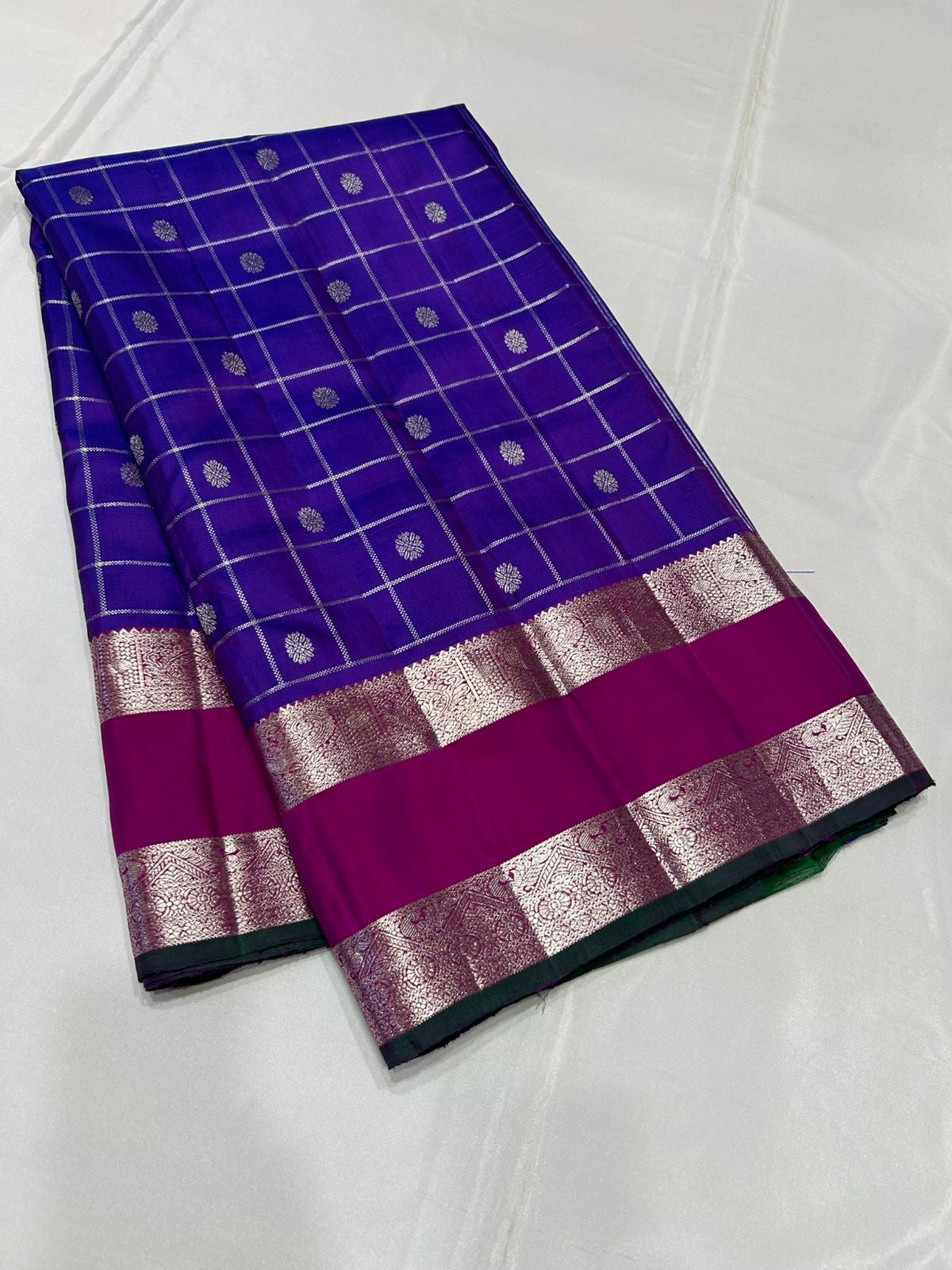 Classic Violet Blue & Ruby Pink Elegance Kanchipuram Silk Saree SS23914