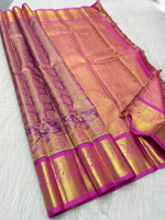 Load image into Gallery viewer, Classic Glow Pink Brocade Bridal Elegance Kanchipuram Handloom Silk Saree SS27072
