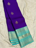 Load image into Gallery viewer, Classic Berry Violet &amp; Aqua 1gm Zari Elegance Kanchipuram Handloom Silk Saree SS28077
