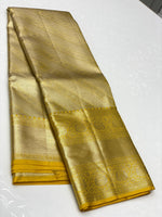 Load image into Gallery viewer, Classic Golden Yellow Beige Bridal Elegance Kanchipuram Handloom Silk Saree SS23924
