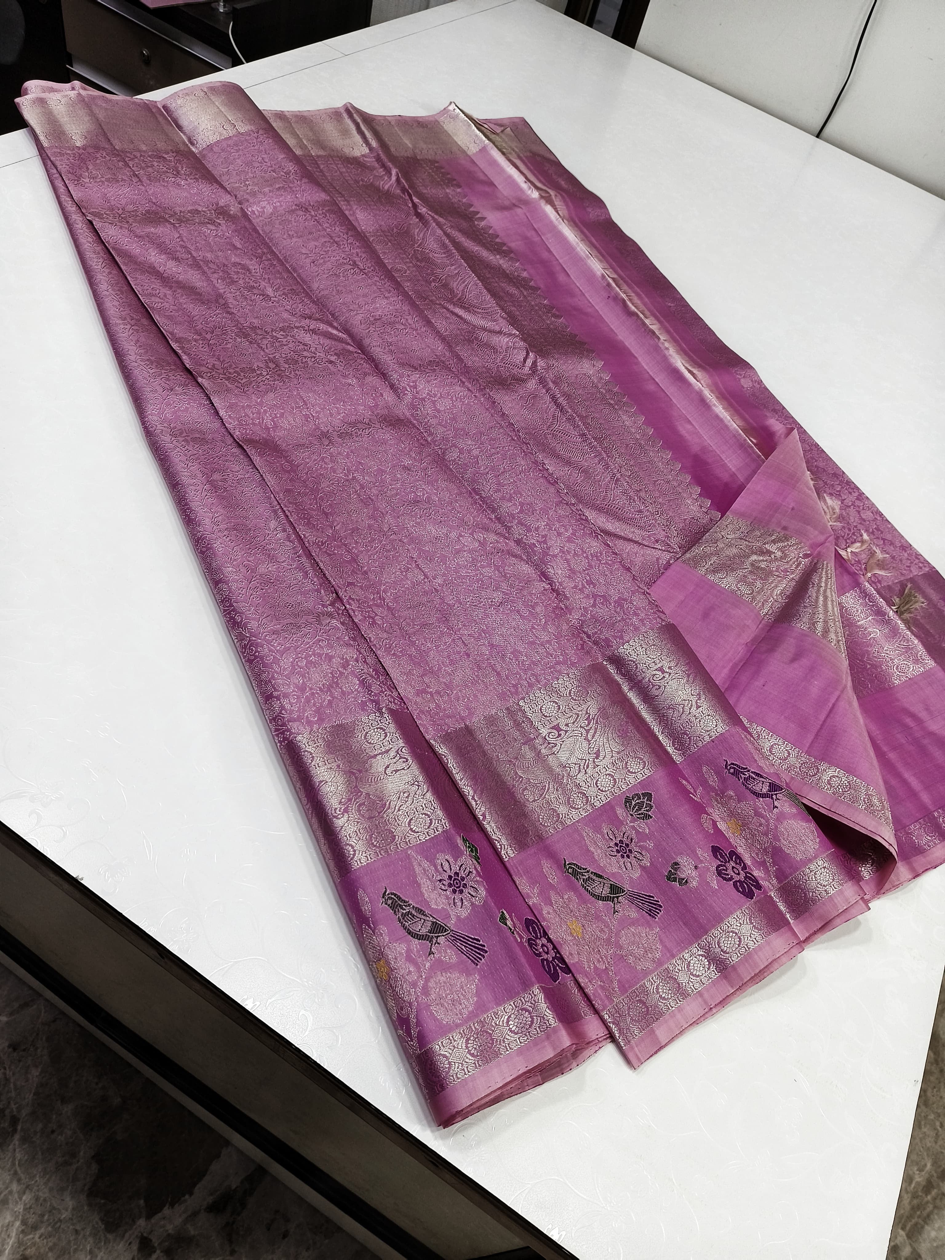 Classic Onion Pink 2gm Zari Brocade Bridal Elegance Kanchipuram Handloom Silk Saree SS24270