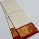 Load image into Gallery viewer, Classic White &amp; Dark Red Elegance Kanchipuram Handloom Silk Saree SS27375
