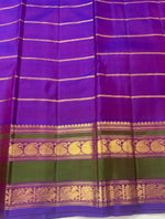 Load image into Gallery viewer, Classic Burnt Orange &amp; Violet 2gm Zari Elegance Kanchipuram Handloom Silk Saree SS27141
