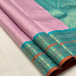 Load image into Gallery viewer, Classic Mauve Pink &amp; Teal Green Elegance Kanchipuram Handloom Silk Saree SS28582
