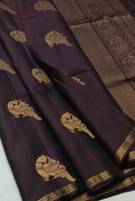 Load image into Gallery viewer, Classic Dark Chocolate Elegance Handloom Soft Silk Saree SS27066
