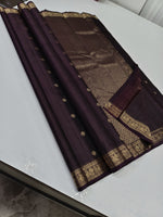 Load image into Gallery viewer, Classic Dark Chocolate Elegance Kanchipuram Silk Saree SS23944
