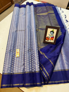 Classic Pastel Blue & Robin Blue 1gm Zari Elegance Kanchipuram Handloom Silk Saree SS24386