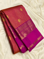 Load image into Gallery viewer, Classic Brick Orange &amp; Fuchsia Pink 2gm Zari Elegance Kanchipuram Handloom Silk Saree SS25168

