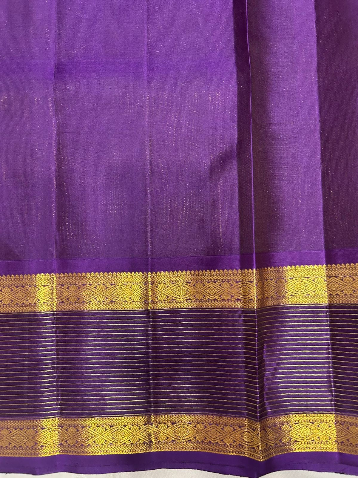 Classic Mango Yellow & Vadamalli Purple  2gm Zari Kanchipuram Handloom Silk Saree SS25840