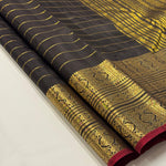 Load image into Gallery viewer, Classic Charcoal Black 2gm Vintage Zari Elegance Kanchipuram Handloom Silk Saree SS26915
