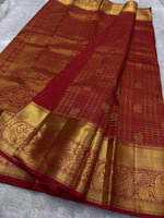 Load image into Gallery viewer, Classic Crimson Red 2gm Zari Elegance Kanchipuram Handloom Silk Saree SS24802
