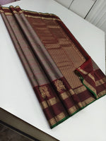 Load image into Gallery viewer, Classic Cocoa &amp; Maroon 1gm Zari Kanchipuram Handloom Silk Saree SS25914
