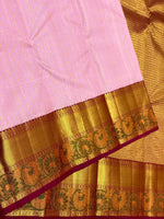 Load image into Gallery viewer, Classic Baby Pink &amp; Brick Red 2gm Zari Meena Border Kanchipuram Handloom Silk Saree SS25589
