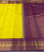 Load image into Gallery viewer, Classic Lemon Yellow &amp; Vadamalli 2gm Zari Elegance Kanchipuram Handloom Silk Saree SS27532
