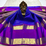 Load image into Gallery viewer, Classic Royal Blue &amp; Purple 2gm Zari Elegance Kanchipuram Silk Saree SS23940
