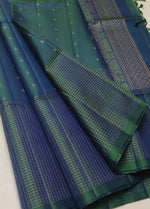 Load image into Gallery viewer, Classic Shimmer Pine Peacock Green Double Warp Handloom Soft Silk Saree SS27872
