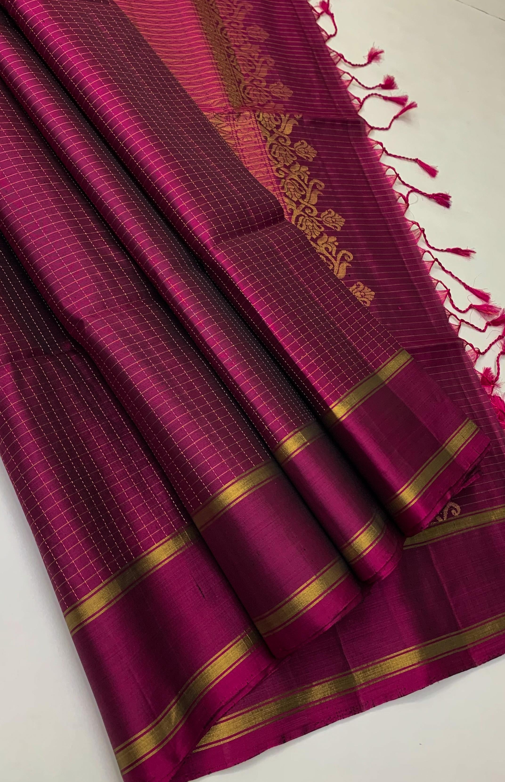 Classic Wine Red Elegance Handloom Soft Silk Saree SS23974