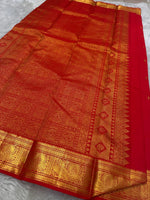 Load image into Gallery viewer, Classic Scarlet Red 2gm Zari Elegance Kanchipuram Handloom Silk Saree SS23750
