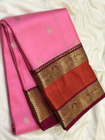 Load image into Gallery viewer, Classic Rose &amp; Plum 1gm Zari Elegance Kanchipuram Handloom Silk Saree SS28068
