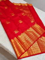 Load image into Gallery viewer, Classic Scarlet Red 2gm Zari Bridal Elegance Kanchipuram Handloom Silk Saree SS24713
