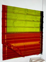 Load image into Gallery viewer, Classic Lime Green &amp; Chilli Red Elegance Kanchipuram Handloom Silk Saree SS25313
