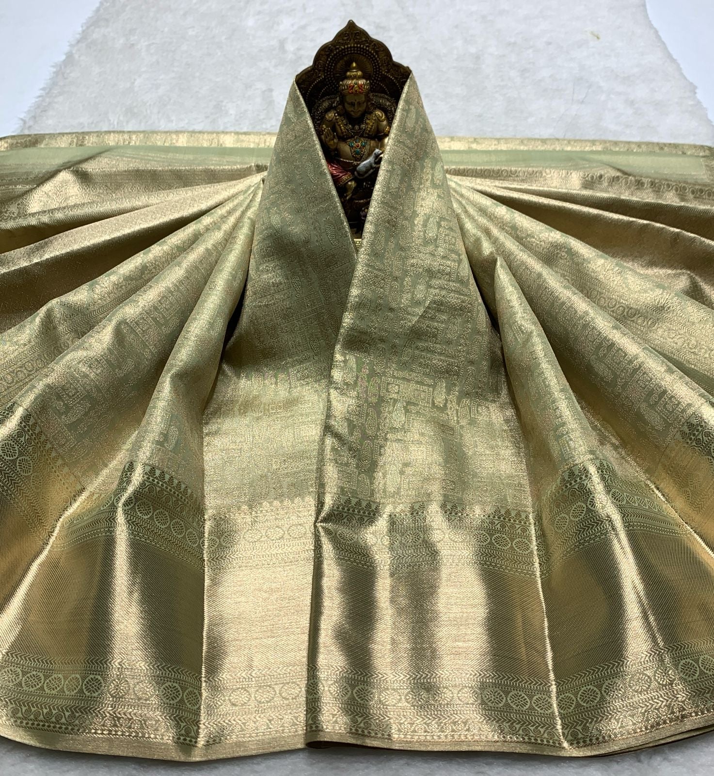 Antique Fern Green 2gm Zari Bridal Elegance Kanchipuram Handloom Silk Saree SS24822