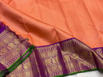 Load image into Gallery viewer, Classic Peach &amp; Violet Elegance Kanchipuram Handloom Silk Saree SS24716
