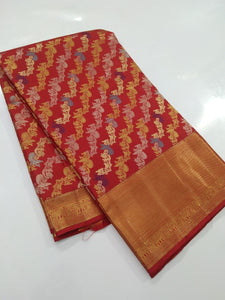 Classic Brick Orange Elegance Kanchipuram Handloom Silk Saree SS24486