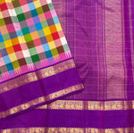 Load image into Gallery viewer, Classic Berry Purple Multicolor Zari Checks 2gm Zari Elegance Kanchipuram Handloom Silk Saree SS28575
