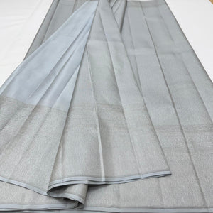 Classic Pastel Grey Neem Zari Elegance Kanchipuram Handloom Silk Saree SS24222