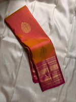Load image into Gallery viewer, Classic Apricot Orange &amp; Pink Kanchipuram Handloom Silk Saree SS26089
