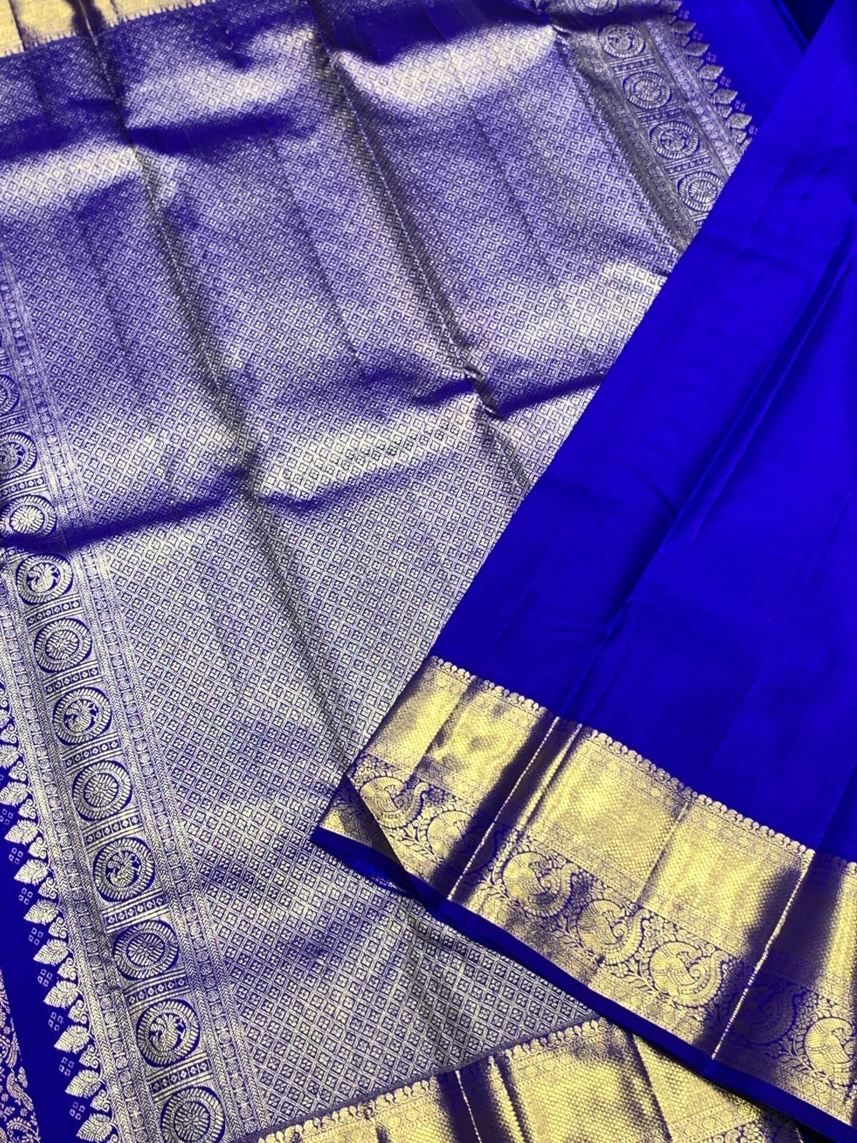 Classic Royal Blue 2gm Zari Bridal Elegance Kanchipuram Handloom Silk Saree SS25981