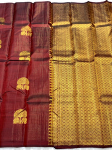 Classic Maroon 2gm Zari Kanchipuram Handloom Silk Saree SS25977