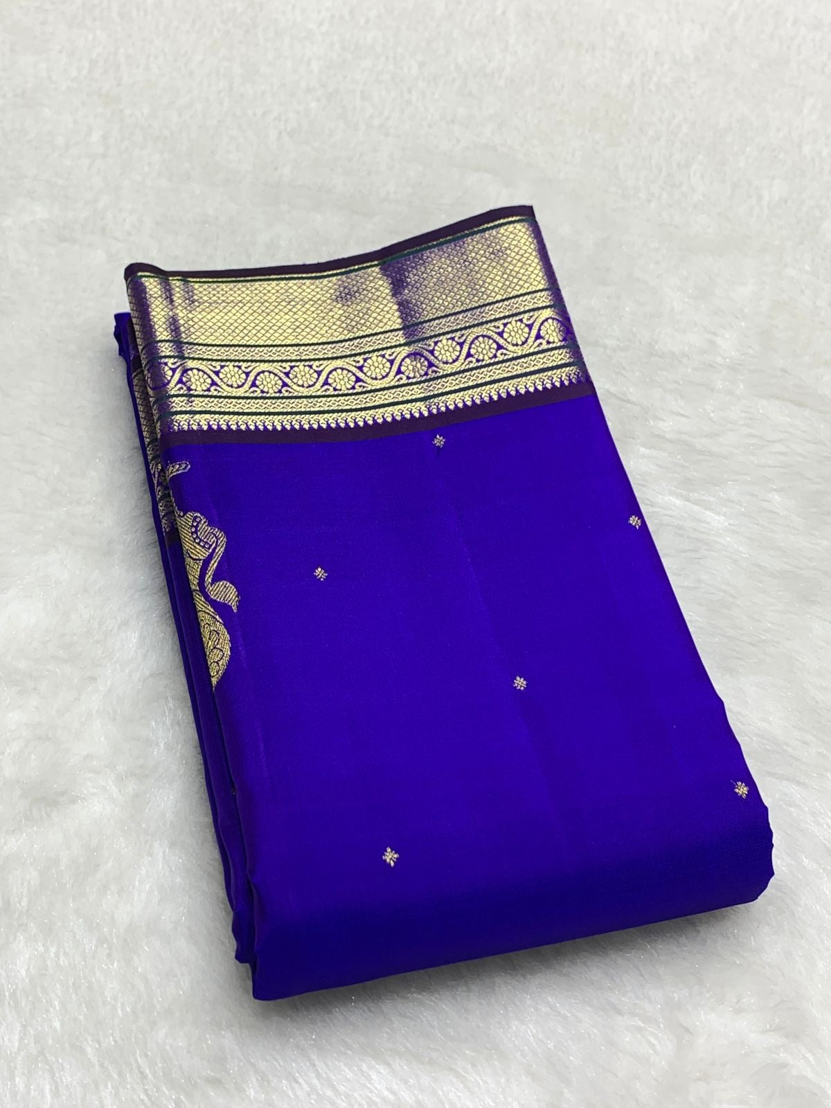 Classic Robin Blue 2gm Zari Kanchipuram Handloom Silk Saree SS26500