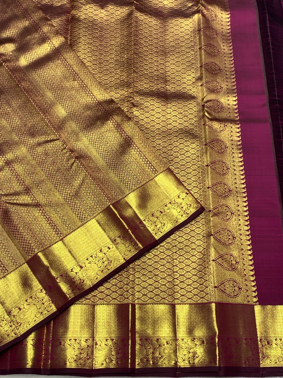 Classic Wine Pink 2gm Zari Bridal Elegance Kanchipuram Handloom Silk Saree SS25270