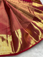 Load image into Gallery viewer, Classic Pinkish Red 2gm Zari Bridal Elegance Kanchipuram Handloom Silk Saree SS25431

