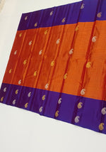 Load image into Gallery viewer, Classic Rust Orange &amp; Purple Elegance Kanchipuram Handloom Silk Saree SS27905

