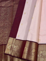 Load image into Gallery viewer, Classic Pastel Pink &amp; Plum 2gm Zari Elegance Kanchipuram Handloom Silk Saree SS28590

