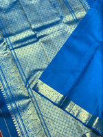 Load image into Gallery viewer, Classic Plum &amp; Azure Blue 2gm Zari Kanchipuram Handloom Silk Saree SS25818
