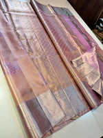 Load image into Gallery viewer, Classic Pastel Shimmer Nude Pink Maple Leaf Designed 2gm Zari Bridal Elegance Kanchipuram Handloom Silk Saree SS25946
