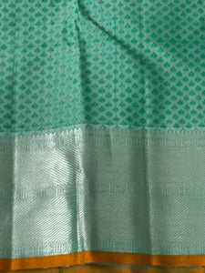 Classic Sea Green Silver 2gm Zari Bridal Elegance Kanchipuram Handloom Silk Saree SS23844