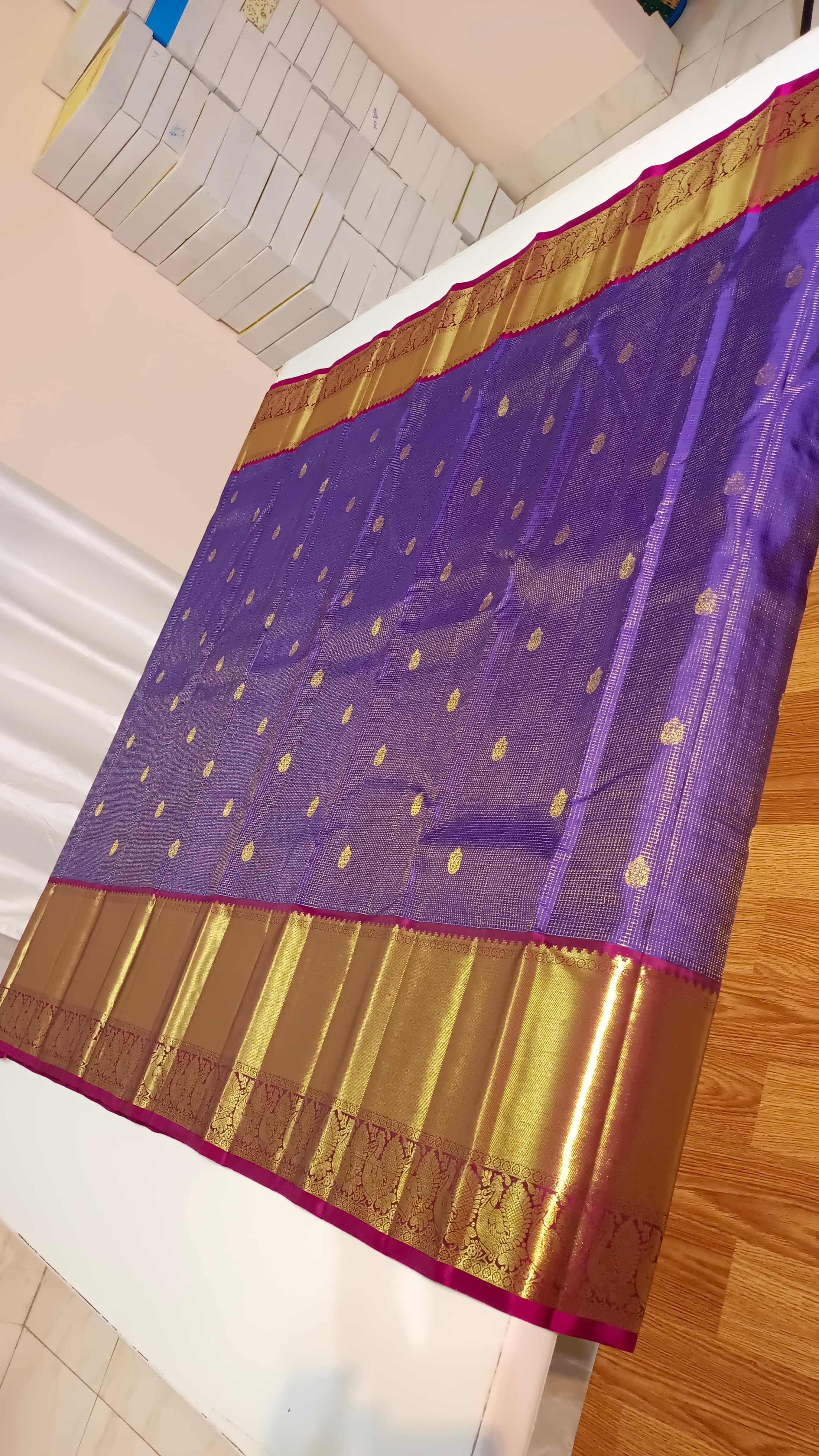 Classic Lavender & Wine Red Elegance Kanchipuram Handloom Silk Saree SS23696