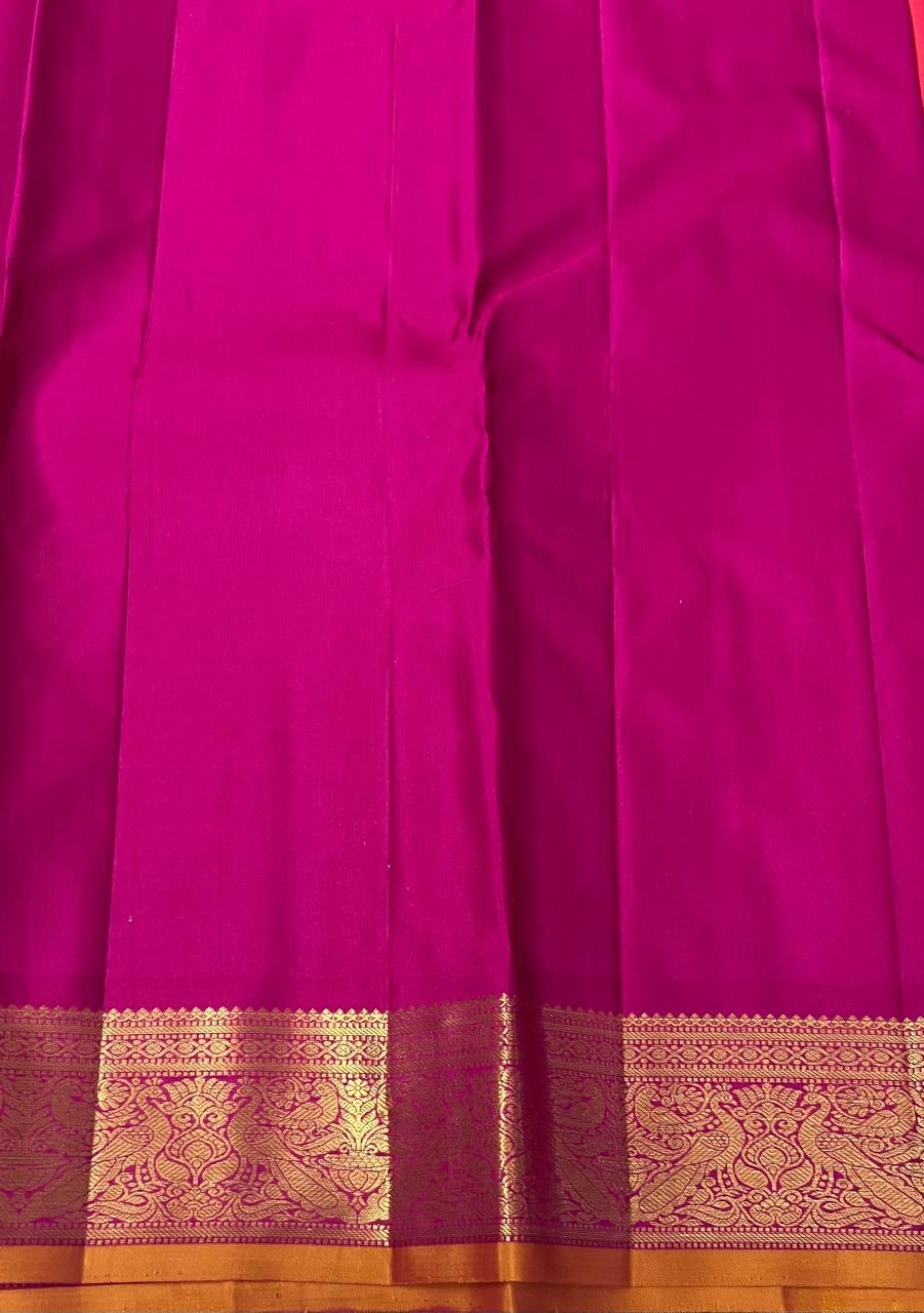 Classic Dark Pink & Wine Red 2gm Zari Bridal Elegance Kanchipuram Handloom Silk Saree SS24601