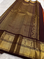Load image into Gallery viewer, Classic Burnt Orange &amp; Coffee Brown Elegance Kanchipuram Handloom Silk Saree SS27212
