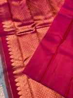 Load image into Gallery viewer, Classic Grey &amp; Dark Pink 2gm Zari Elegance Kanchipuram Handloom Silk Saree SS25440
