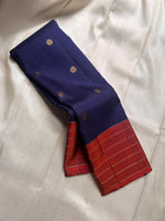 Load image into Gallery viewer, Classic Navy Blue &amp; Brick Orange Kanchipuram Handloom Silk Saree SS25904
