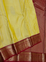 Load image into Gallery viewer, Classic Corn Yellow &amp; Dark Pink 1gm Zari Elegance Kanchipuram Handloom Silk Saree SS28067
